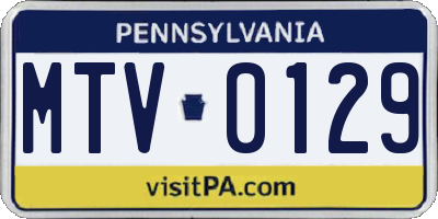 PA license plate MTV0129