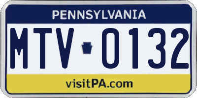 PA license plate MTV0132