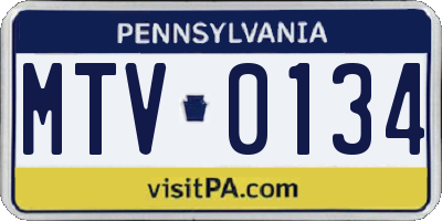 PA license plate MTV0134