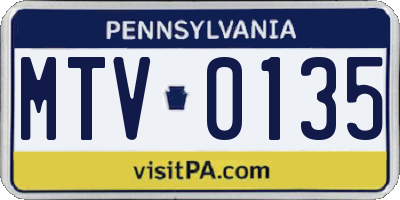 PA license plate MTV0135