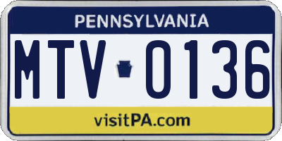 PA license plate MTV0136