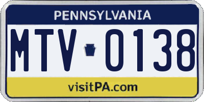 PA license plate MTV0138