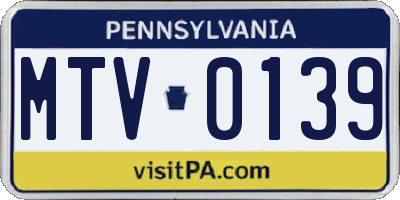 PA license plate MTV0139
