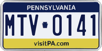 PA license plate MTV0141
