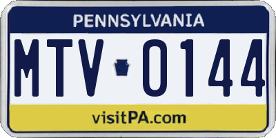 PA license plate MTV0144