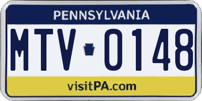 PA license plate MTV0148