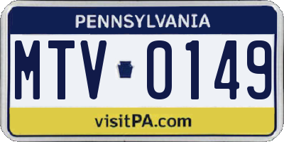 PA license plate MTV0149