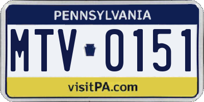 PA license plate MTV0151