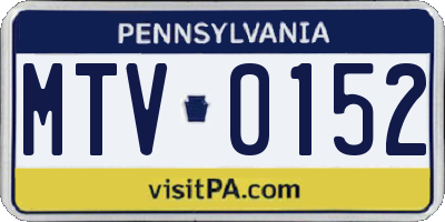 PA license plate MTV0152
