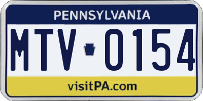 PA license plate MTV0154