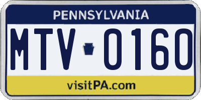 PA license plate MTV0160