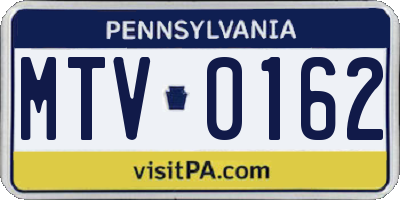 PA license plate MTV0162