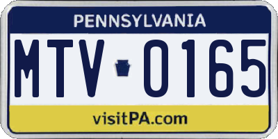 PA license plate MTV0165