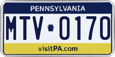 PA license plate MTV0170