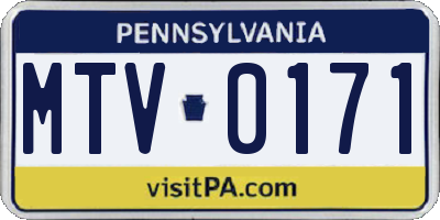 PA license plate MTV0171