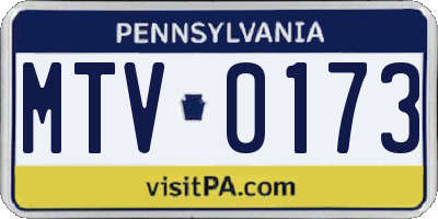PA license plate MTV0173