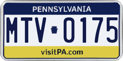PA license plate MTV0175