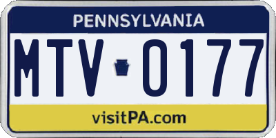 PA license plate MTV0177