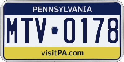 PA license plate MTV0178