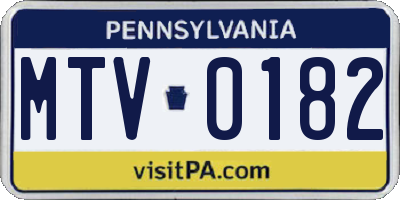 PA license plate MTV0182