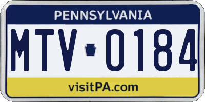 PA license plate MTV0184