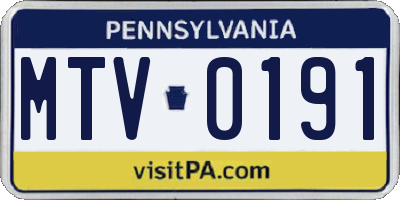 PA license plate MTV0191