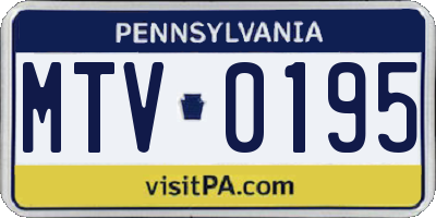 PA license plate MTV0195