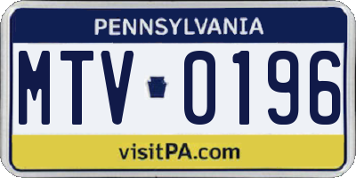 PA license plate MTV0196