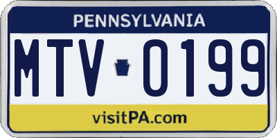 PA license plate MTV0199