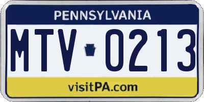PA license plate MTV0213