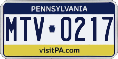 PA license plate MTV0217