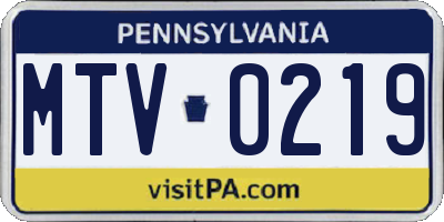 PA license plate MTV0219