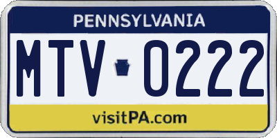 PA license plate MTV0222