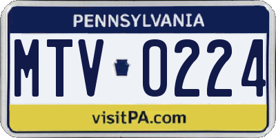 PA license plate MTV0224