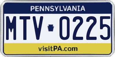 PA license plate MTV0225