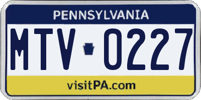 PA license plate MTV0227