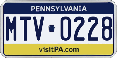 PA license plate MTV0228
