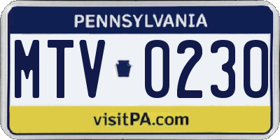 PA license plate MTV0230