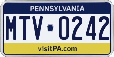 PA license plate MTV0242