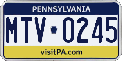 PA license plate MTV0245