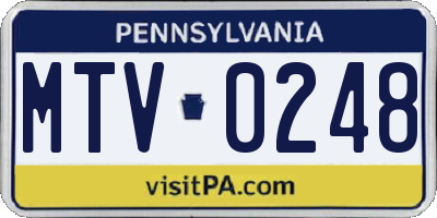 PA license plate MTV0248