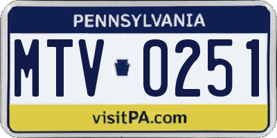 PA license plate MTV0251