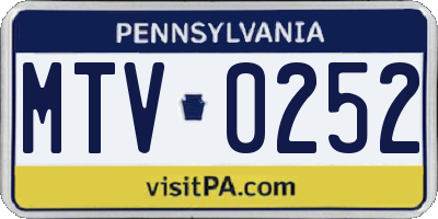 PA license plate MTV0252