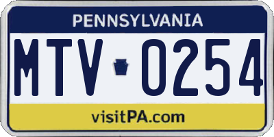 PA license plate MTV0254
