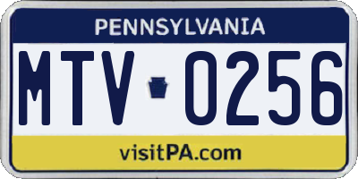 PA license plate MTV0256