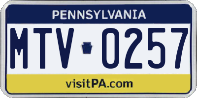 PA license plate MTV0257
