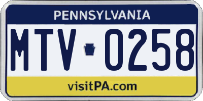 PA license plate MTV0258