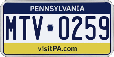 PA license plate MTV0259