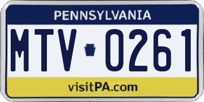 PA license plate MTV0261