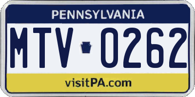 PA license plate MTV0262